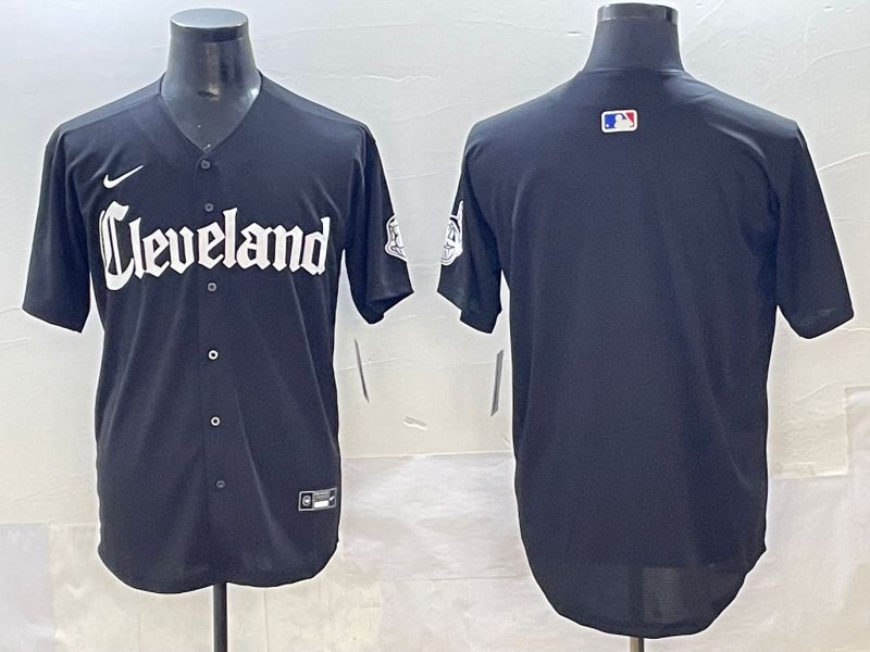 Men 2025 Cleveland Indians Blank Black Five generations Joint Name Nike MLB Jersey style 1